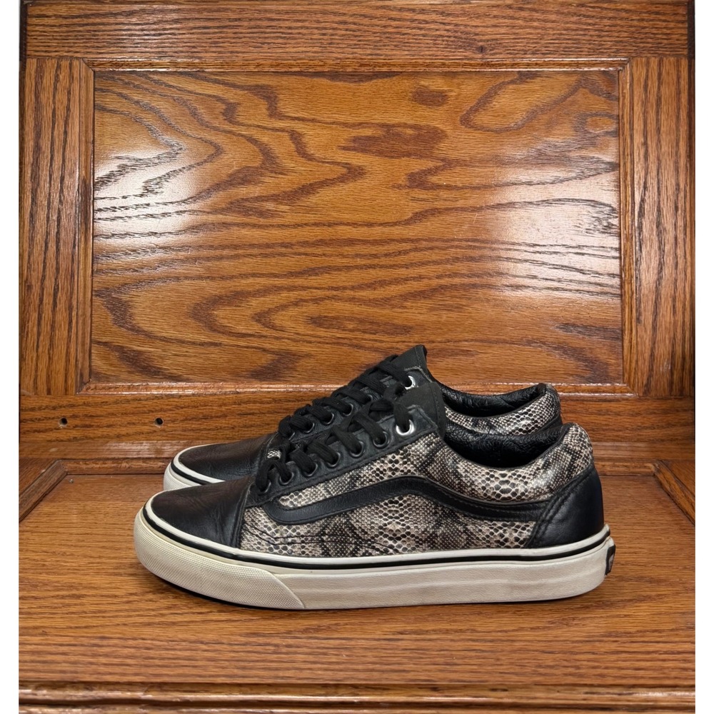 Vans Old Skool Snakeskin Black Leather Low Top Sneaker Size Women 8.5